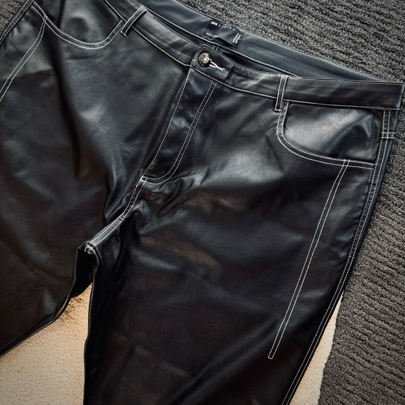 ASOS Men’s Faux Leather Pants in Black Size 42” Waist 30” Length - Straight Leg - Picture 5 of 9